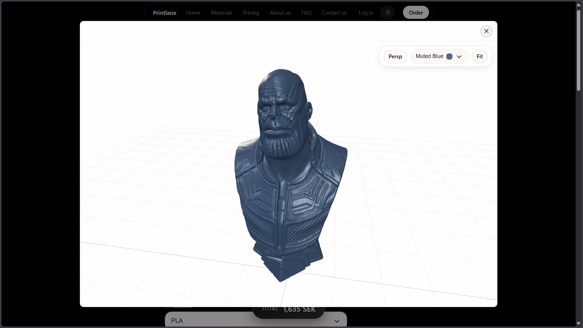 Visionneuse 3D de Printlane affichant un modèle importé
